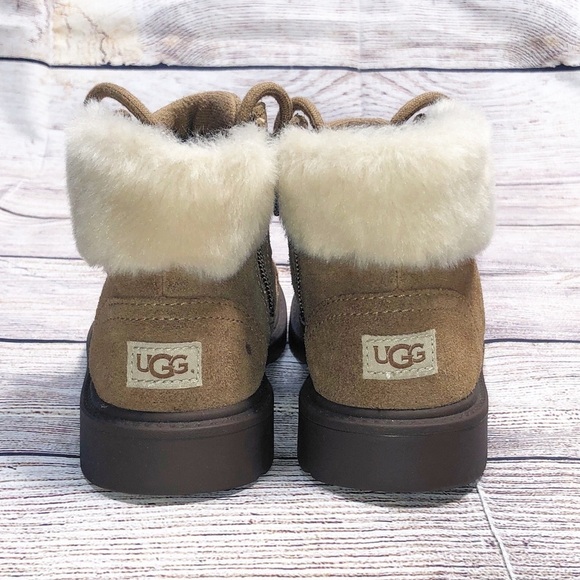 Ugg Australia Kids Tan Azell Hiker Suede Ankle Winter Boots shoes Size 11Toddler - Picture 5 of 11